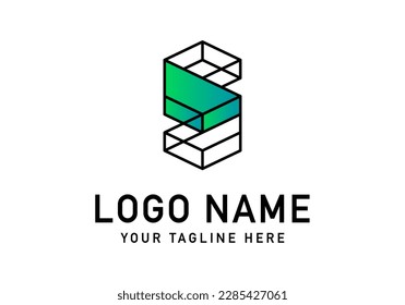 Vector del logotipo de la letra S. Letra S con líneas en formas geométricas.