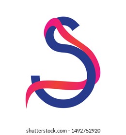 Letter s logo vector with ribbon design