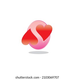 Letter S logo vector template with two hearts. Vector illustration.