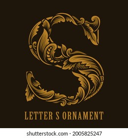 Letter S logo vintage ornament style
