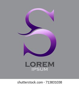 Letter S logo, violet alphabet