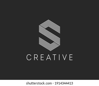 Letter S Logo With White Lines Dynamic Design. Connection Of Lines, 
White stripes Letter Symbol Vector Illustration Template. Modern, Elegant symbol. Eps 10.