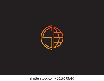 Letter S logo with world globe logo design