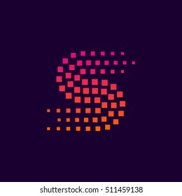 Letter S logo.Dots logo colorful,pixel shape logotype vector design