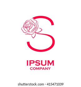 Letter S logo,Rose Flower Red, beauty and fashion logo
