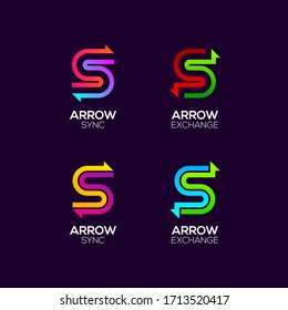 Letter S logotype with Arrows two directions concept, Financial Investment and Exchange logo, Reload Refresh Sync Symbol for your Business Company and Corporate identity Vector illustration