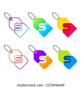 Letter S logotype Colorful with Sale Tag logo, Price tag sign, Special offer label, Discount Banner, Shop store and Online shopping icon, Marketing and E-commerce concept for your Business Company