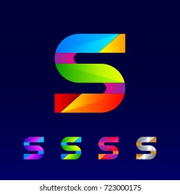 Letter S logotype design set made of 3d, Origami, Geometric and Polygon with Glossy colorful and gradient, Rainbow Vibrant Colors for your Corporate identity vector design template