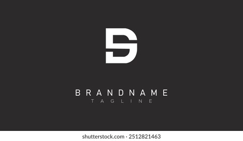 Logotipo da letra S de formas geométricas. Ícone criativo número 5. Sinal de identidade de monograma universal. Logotipo preto e branco. ilustração