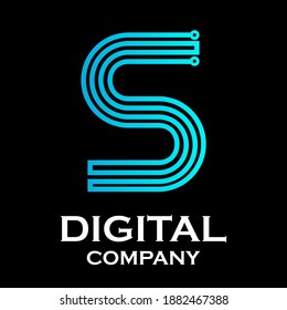 Letra s color azul gradiente de tipo logotipo con punto, tecnología y abstracto digital adecuado para su negocio
