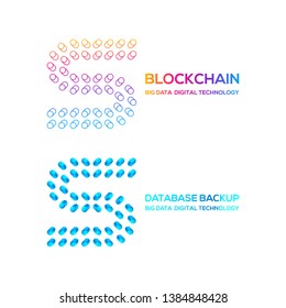 Letter S Logotype with Round Circle Dot and Cylinder shape Database backup logo, Technology Digital concept, FinTech Blockchain and Cryptocurrency Symbols, Server Big Data Processing and Network Signs
