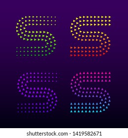 Letter S logotype with Triangle shapes, Growing Arrow Up symbol, Play Media Multimedia sign, Next Forward Express and Logistic logo, Digital and Technology icon for your Business Corporate identity