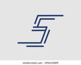 Letter S logo.Typographic icon.Lettering sign isolated on light background.Alphabet initial.Modern, design, geometric, minimalist, tech style.Dark blue color.