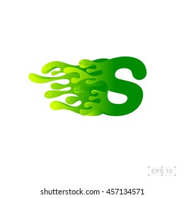 letter S logo,water,splash,waves,green