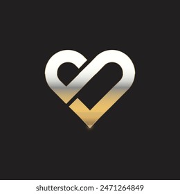 Letter S love logo design with gold effect, Brand Identity logo vector 