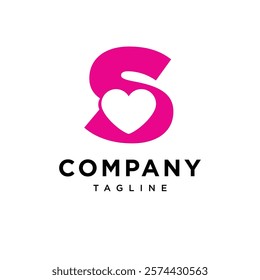 Letter S Love Valentine Logo Icon Vector