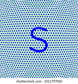 letter s lowercase bright blue color on globe shaped texture vector