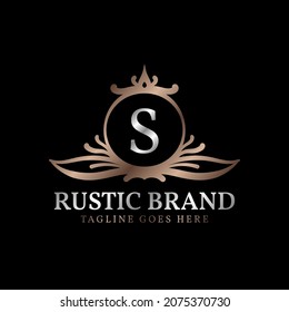 Buchstabe S luxuriöses rustikales Logo für Schönheitspflege, Hochzeitsveranstalter, Hotel und Cottage