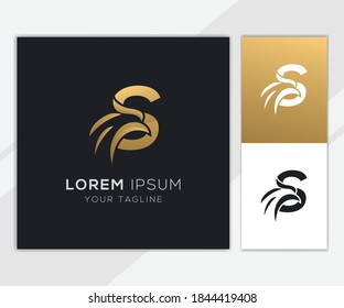 Letter S with luxury abstract eagle logo template 