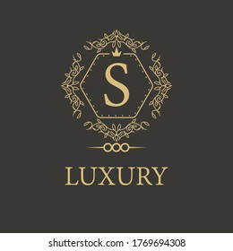 Letter S luxury logo. Premium elegant initial letter design template for restaurant, hotel, boutique, cafe, Hotel, Heraldic, Jewelry, Fashion and other business