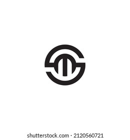 letter S and M circle simple symbol logo vector