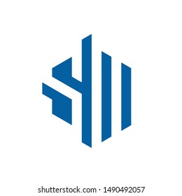 letter S M hexagon logo design vector