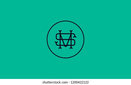 LETTER S AND M LOGO WITH CIRCLE FRAME FOR LOGO DESIGN OR ILLUSTRATION USE