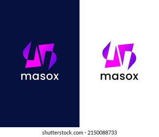 letter s and m logo design template