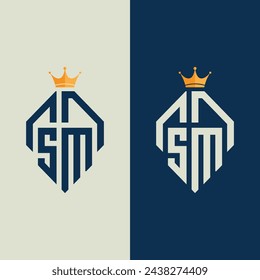 letter s m logo design.