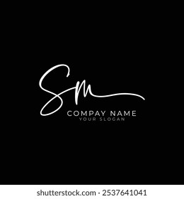 letra S M logo diseño escritura a mano firma Plantilla Vector marca