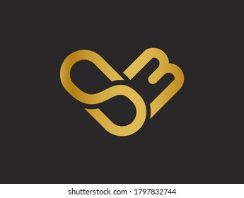 Letter S M Logo Love Shape Stock Vector Royalty Free