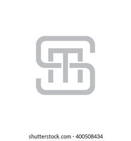 letter S and M monogram square shape logo gray