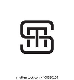 letter S and M monogram square shape logo black