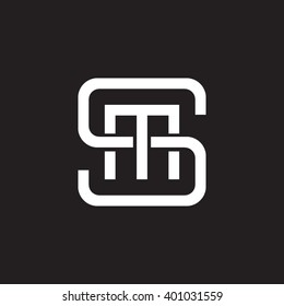 letter S and M monogram square shape logo white black background