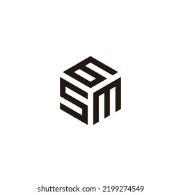 Letter S and m, number 6, hexagon geometric symbol simple logo vector