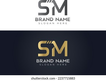 Letter S M Typography vector logo icon design