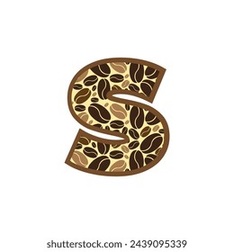 Letter s made of coffee beans vector set, Logo Font  Coffee Beans.