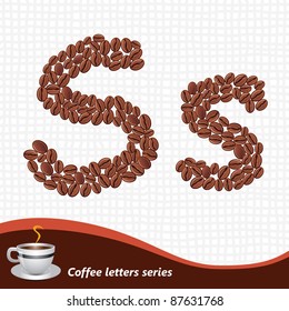 Letter S made of coffee beans vector set