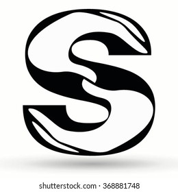 Letter S made from hands. Hand drawn painted ..Vector calligraphy illustration. Isolated on white background.