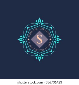 The letter S made in modern line style vector. Luxury elegant frame ornament and ethnic tribal elements. Example designs for Cafe, Hotel, Jewelry, Fashion, Restaurant 