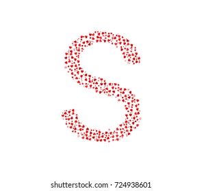 Letter S Made Of Red Hearts