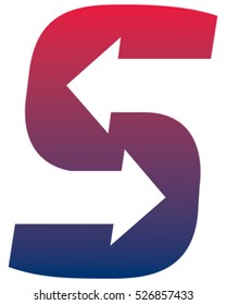 Letter S Made of Two Arrows. Vector Illustration. 