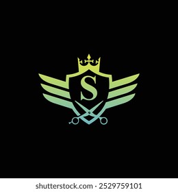 Letter S with Male And Female Hair Cut Salon Logo