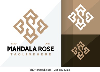 Letter S Mandala Flower Rose Logo Icon Vector Design Illustration