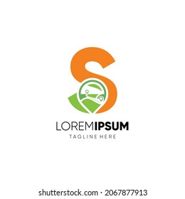 Letter S Map Location Logo Design Graphic Icon Emblem Illustration Background Template