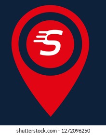 letter S and map pin. logo concept. Designed for your web site design, logo, app, UI