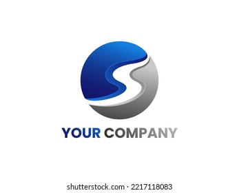 Letter S Marble Logo vector illustration. Designed in gradient colors of blue and silver, this logo is suitable for all types of businesses. especially companies that have the  initials S