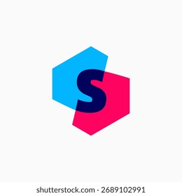 Letra S Marca hexagonal Logotipo hexagonal Ilustración de icono de Vector