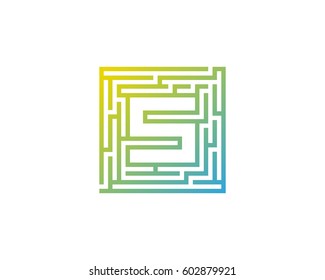 Letter S Maze Labyrinth Logo Design Element