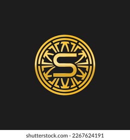 letter S medallion emblem initial circle badge logo